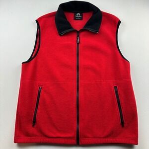 Weatherproof Garment Company Fleece Vest Mens Size L Full Zip Red Black Gorpcore
